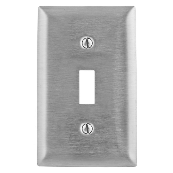Hubbell Wiring Device-Kellems Wallplates and Boxes, Metallic Plates, 1- Gang, 1) Toggle Opening, 430 Stainless Steel SS1L